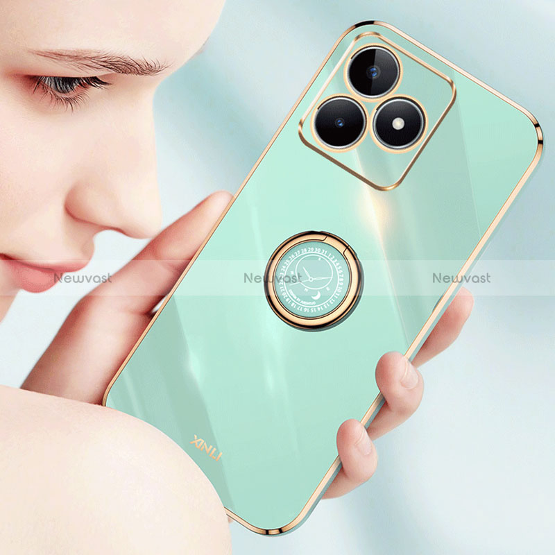 Ultra-thin Silicone Gel Soft Case Cover with Magnetic Finger Ring Stand XL1 for Realme C53 India