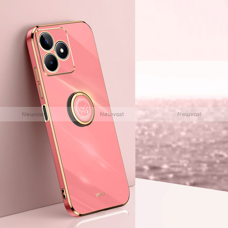 Ultra-thin Silicone Gel Soft Case Cover with Magnetic Finger Ring Stand XL1 for Realme C53 India