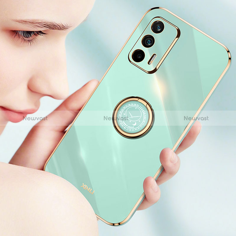 Ultra-thin Silicone Gel Soft Case Cover with Magnetic Finger Ring Stand XL1 for Realme GT 5G