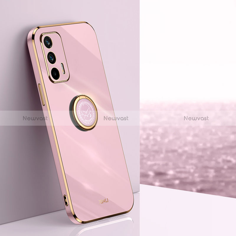 Ultra-thin Silicone Gel Soft Case Cover with Magnetic Finger Ring Stand XL1 for Realme GT 5G