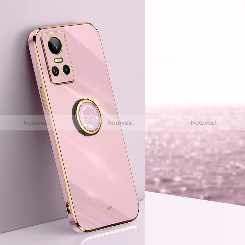 Ultra-thin Silicone Gel Soft Case Cover with Magnetic Finger Ring Stand XL1 for Realme GT Neo3 5G