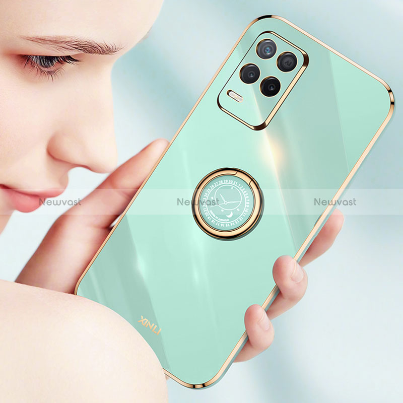 Ultra-thin Silicone Gel Soft Case Cover with Magnetic Finger Ring Stand XL1 for Realme Narzo 30 5G