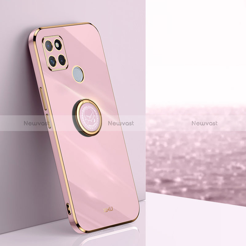 Ultra-thin Silicone Gel Soft Case Cover with Magnetic Finger Ring Stand XL1 for Realme Q2i 5G