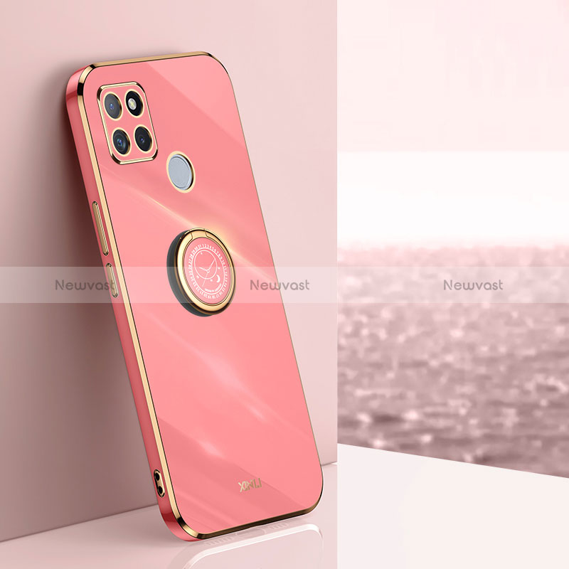 Ultra-thin Silicone Gel Soft Case Cover with Magnetic Finger Ring Stand XL1 for Realme Q2i 5G