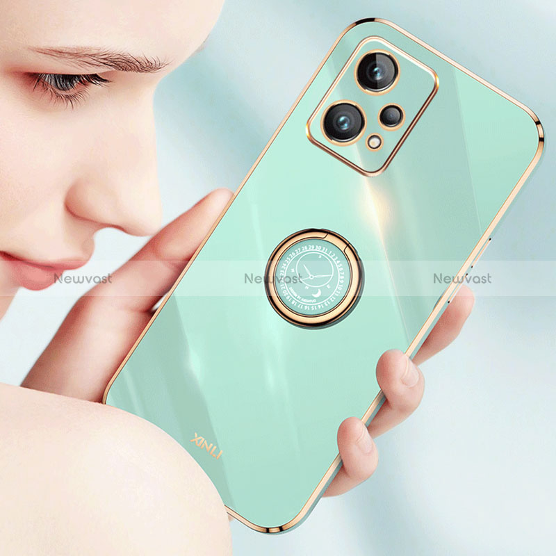 Ultra-thin Silicone Gel Soft Case Cover with Magnetic Finger Ring Stand XL1 for Realme Q5 5G