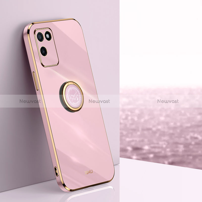 Ultra-thin Silicone Gel Soft Case Cover with Magnetic Finger Ring Stand XL1 for Realme V11 5G