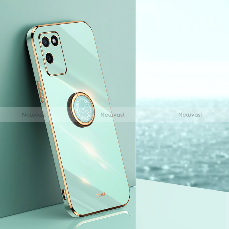 Ultra-thin Silicone Gel Soft Case Cover with Magnetic Finger Ring Stand XL1 for Realme V11s 5G