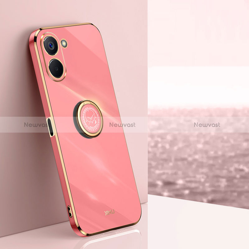 Ultra-thin Silicone Gel Soft Case Cover with Magnetic Finger Ring Stand XL1 for Realme V20 5G