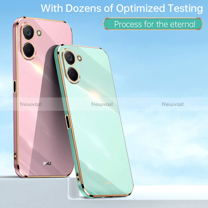 Ultra-thin Silicone Gel Soft Case Cover with Magnetic Finger Ring Stand XL1 for Realme V30t 5G