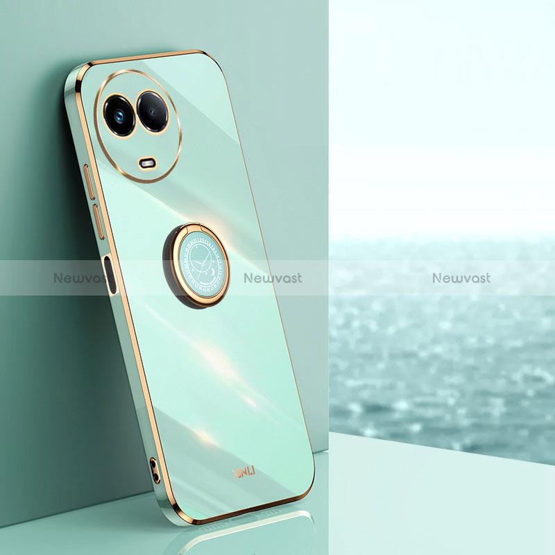 Ultra-thin Silicone Gel Soft Case Cover with Magnetic Finger Ring Stand XL1 for Realme V50s 5G