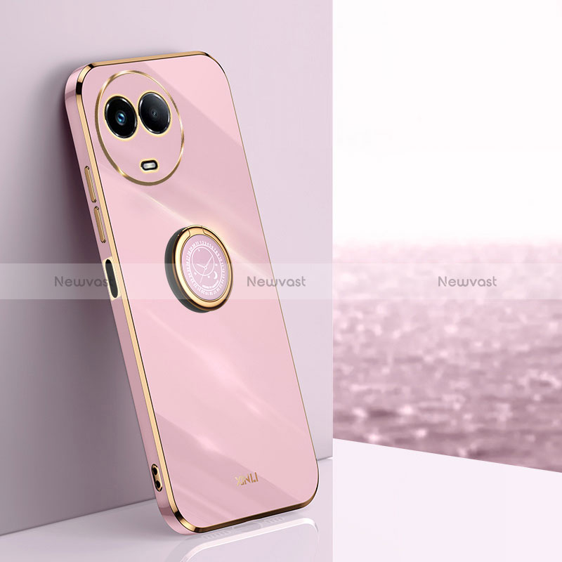 Ultra-thin Silicone Gel Soft Case Cover with Magnetic Finger Ring Stand XL1 for Realme V50s 5G