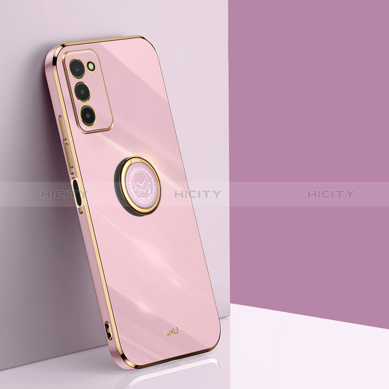 Ultra-thin Silicone Gel Soft Case Cover with Magnetic Finger Ring Stand XL1 for Samsung Galaxy A03s Pink