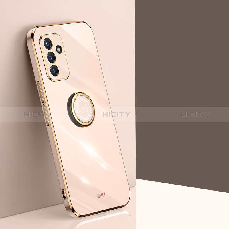 Ultra-thin Silicone Gel Soft Case Cover with Magnetic Finger Ring Stand XL1 for Samsung Galaxy A05s Gold