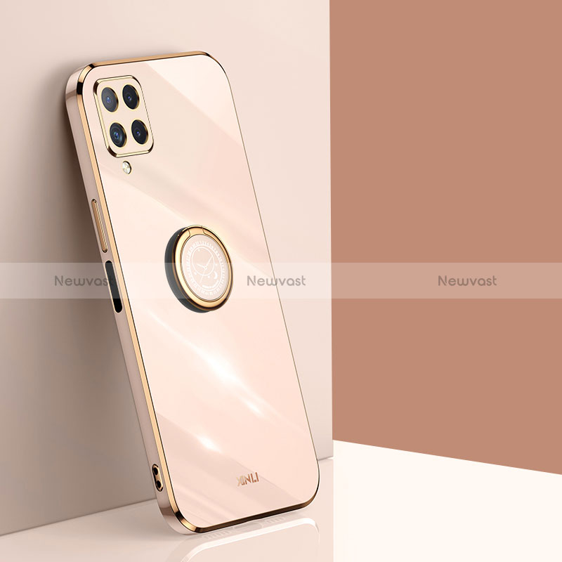 Ultra-thin Silicone Gel Soft Case Cover with Magnetic Finger Ring Stand XL1 for Samsung Galaxy A12 5G Gold