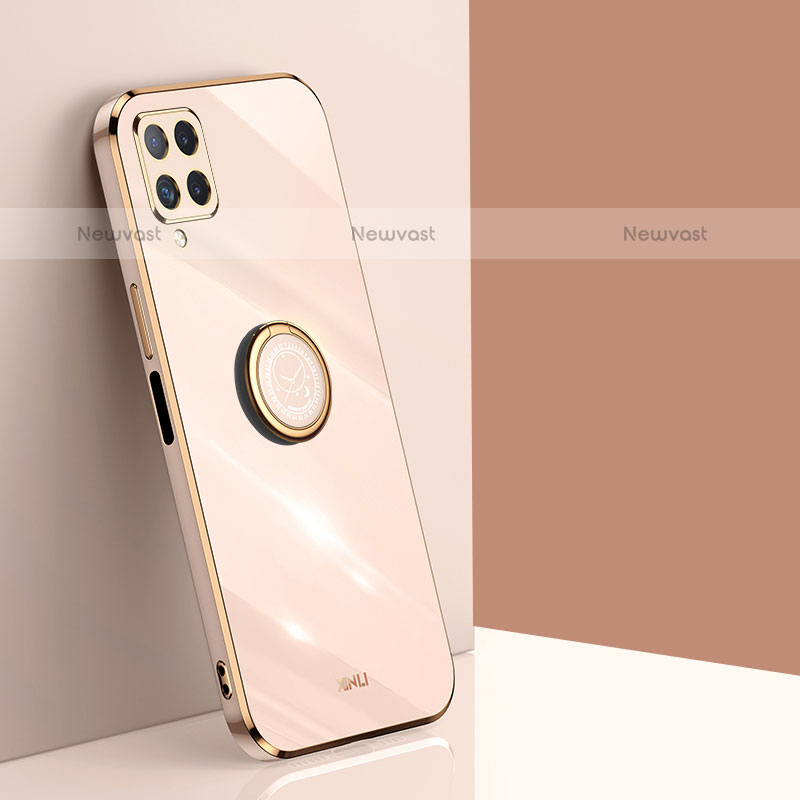 Ultra-thin Silicone Gel Soft Case Cover with Magnetic Finger Ring Stand XL1 for Samsung Galaxy A12 Gold