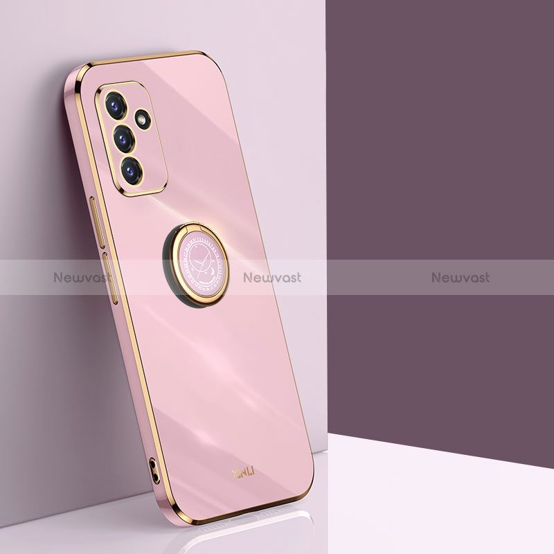 Ultra-thin Silicone Gel Soft Case Cover with Magnetic Finger Ring Stand XL1 for Samsung Galaxy A15 4G Pink