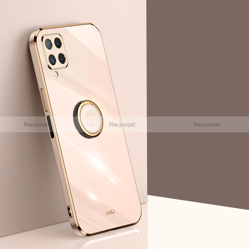 Ultra-thin Silicone Gel Soft Case Cover with Magnetic Finger Ring Stand XL1 for Samsung Galaxy A22 4G Gold