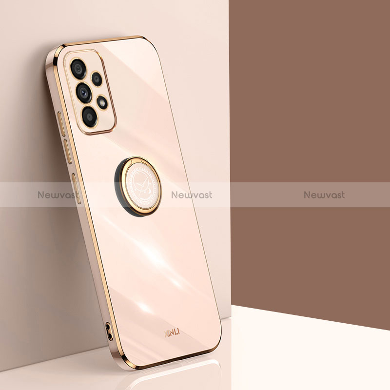 Ultra-thin Silicone Gel Soft Case Cover with Magnetic Finger Ring Stand XL1 for Samsung Galaxy A23 4G Gold