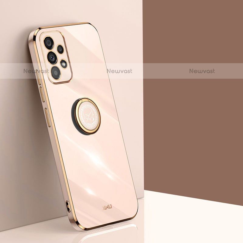 Ultra-thin Silicone Gel Soft Case Cover with Magnetic Finger Ring Stand XL1 for Samsung Galaxy A23 5G Gold