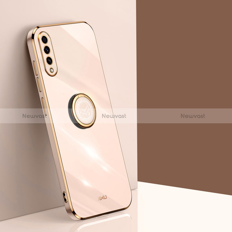 Ultra-thin Silicone Gel Soft Case Cover with Magnetic Finger Ring Stand XL1 for Samsung Galaxy A30S Gold