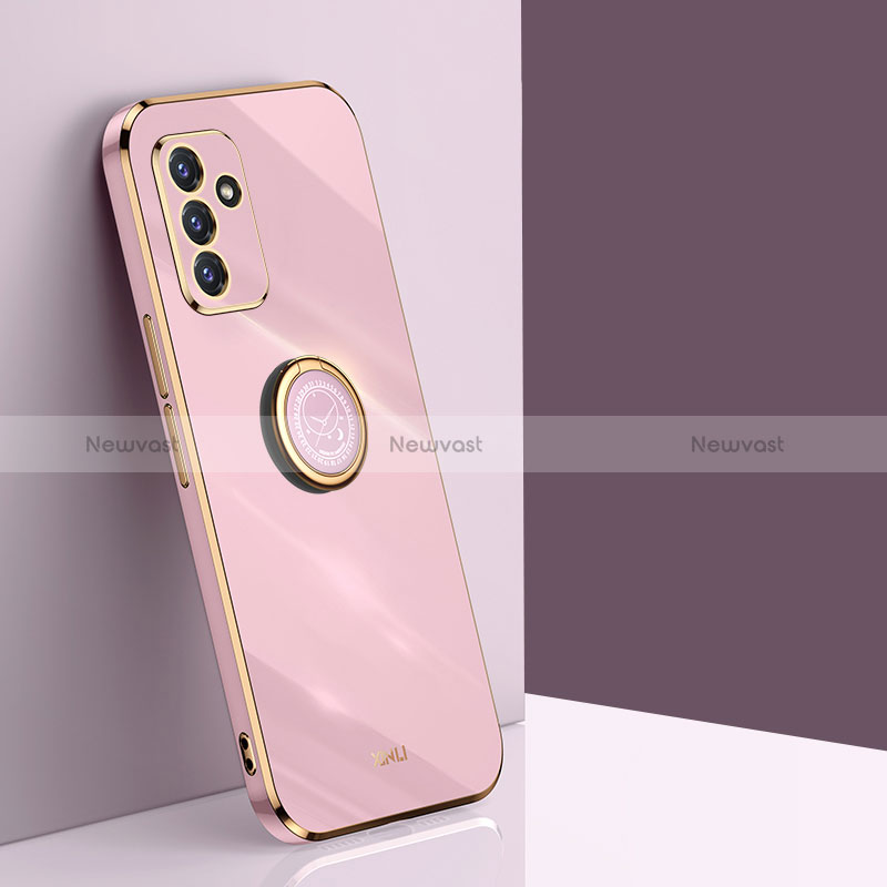 Ultra-thin Silicone Gel Soft Case Cover with Magnetic Finger Ring Stand XL1 for Samsung Galaxy A35 5G Pink