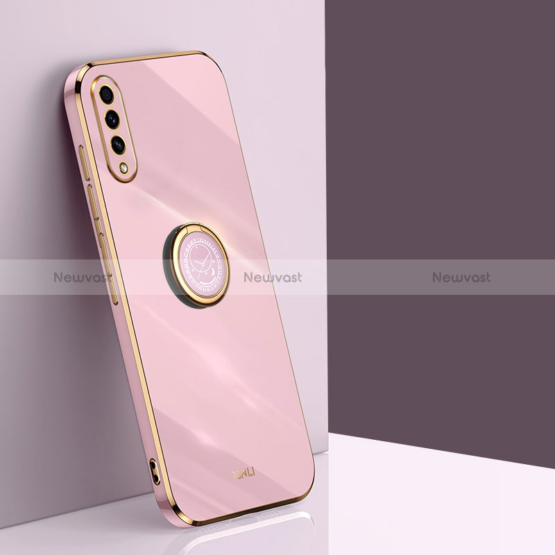 Ultra-thin Silicone Gel Soft Case Cover with Magnetic Finger Ring Stand XL1 for Samsung Galaxy A50 Pink