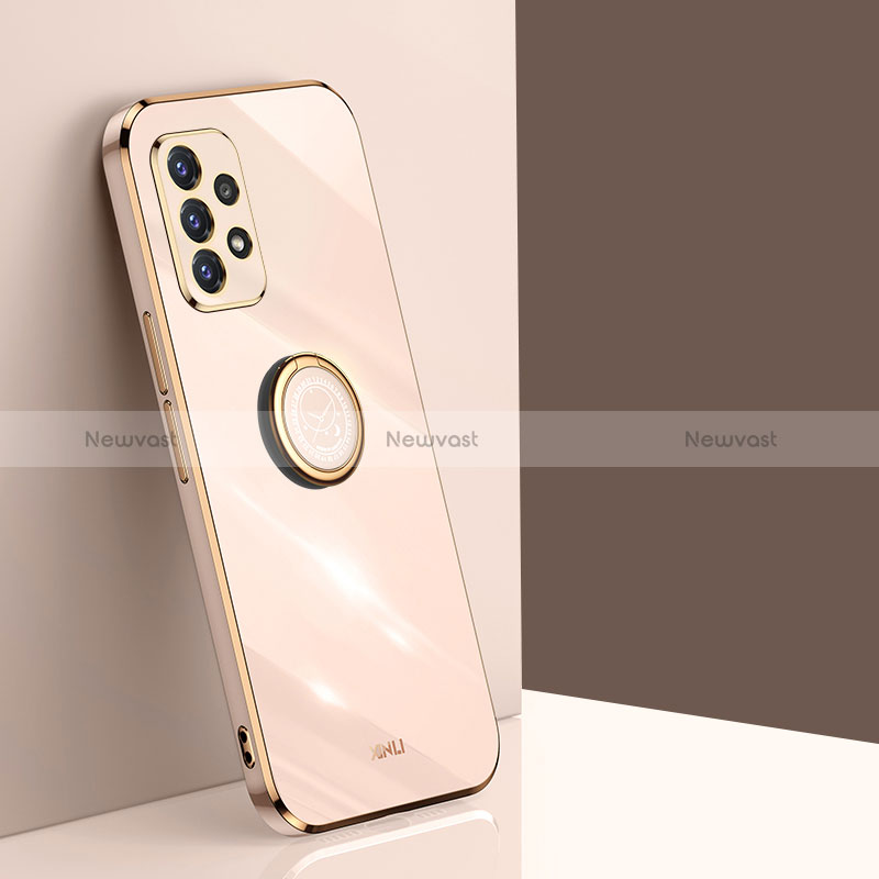 Ultra-thin Silicone Gel Soft Case Cover with Magnetic Finger Ring Stand XL1 for Samsung Galaxy A52 4G Gold