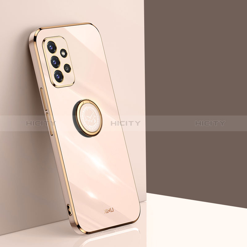Ultra-thin Silicone Gel Soft Case Cover with Magnetic Finger Ring Stand XL1 for Samsung Galaxy A72 4G Gold