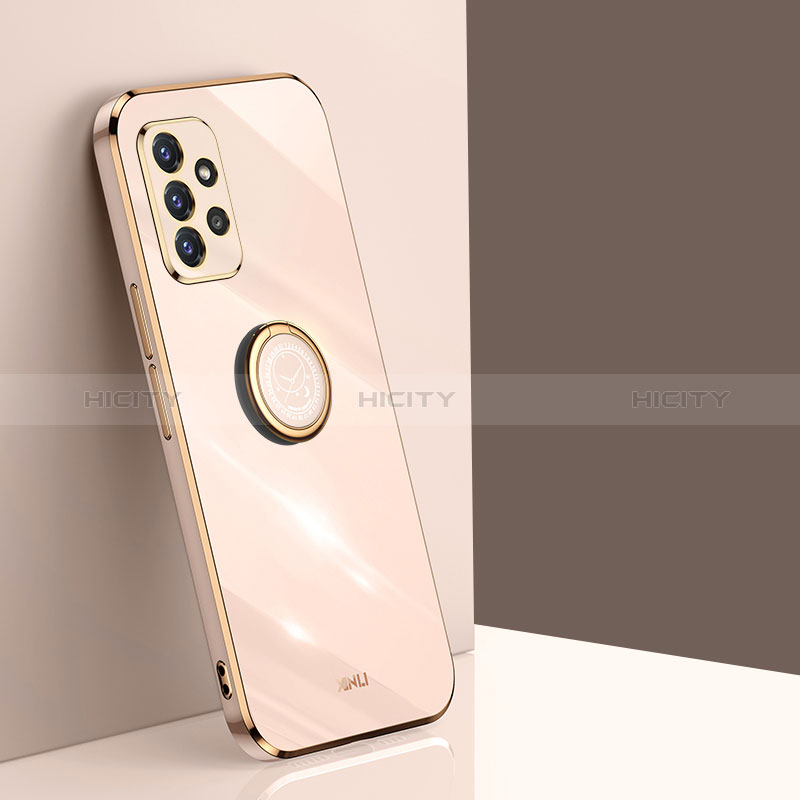 Ultra-thin Silicone Gel Soft Case Cover with Magnetic Finger Ring Stand XL1 for Samsung Galaxy A72 5G Gold