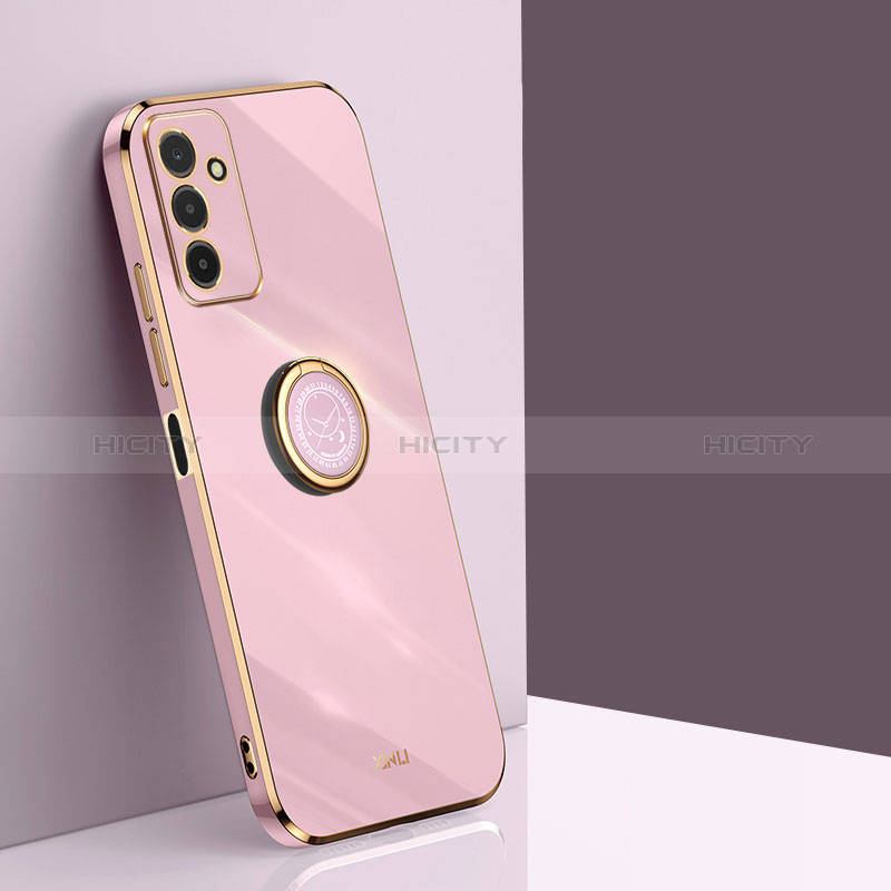 Ultra-thin Silicone Gel Soft Case Cover with Magnetic Finger Ring Stand XL1 for Samsung Galaxy M13 4G Pink