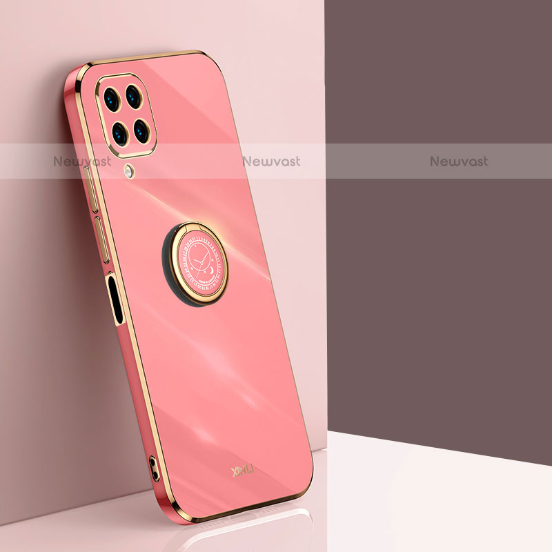 Ultra-thin Silicone Gel Soft Case Cover with Magnetic Finger Ring Stand XL1 for Samsung Galaxy M32 4G