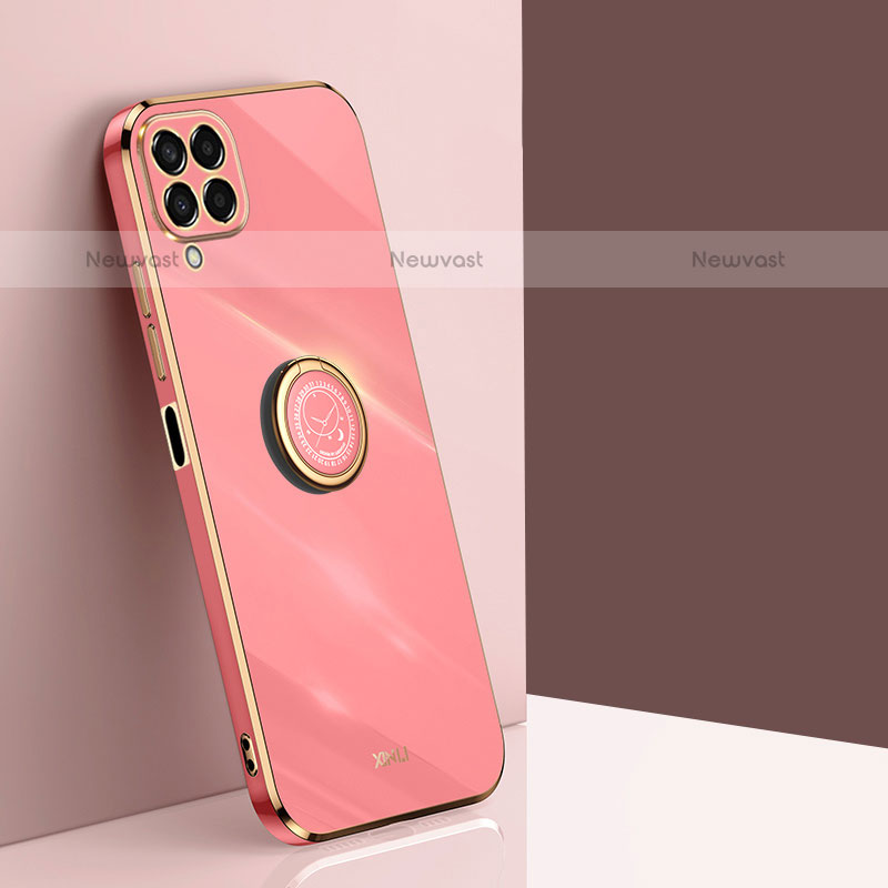 Ultra-thin Silicone Gel Soft Case Cover with Magnetic Finger Ring Stand XL1 for Samsung Galaxy M33 5G Hot Pink