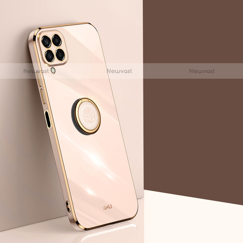 Ultra-thin Silicone Gel Soft Case Cover with Magnetic Finger Ring Stand XL1 for Samsung Galaxy M53 5G Gold