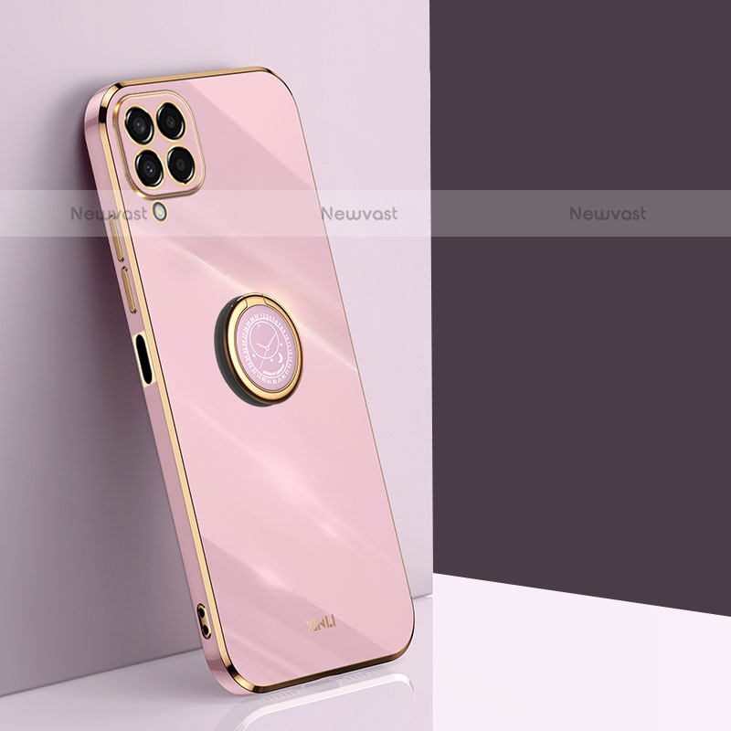 Ultra-thin Silicone Gel Soft Case Cover with Magnetic Finger Ring Stand XL1 for Samsung Galaxy M53 5G Pink