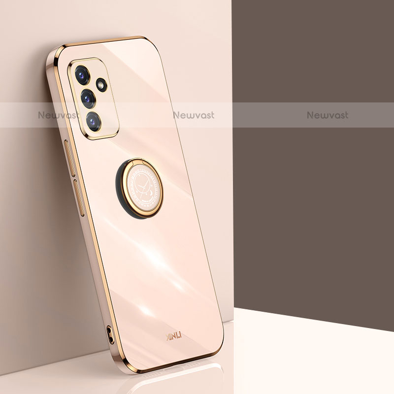 Ultra-thin Silicone Gel Soft Case Cover with Magnetic Finger Ring Stand XL1 for Samsung Galaxy Quantum2 5G Gold