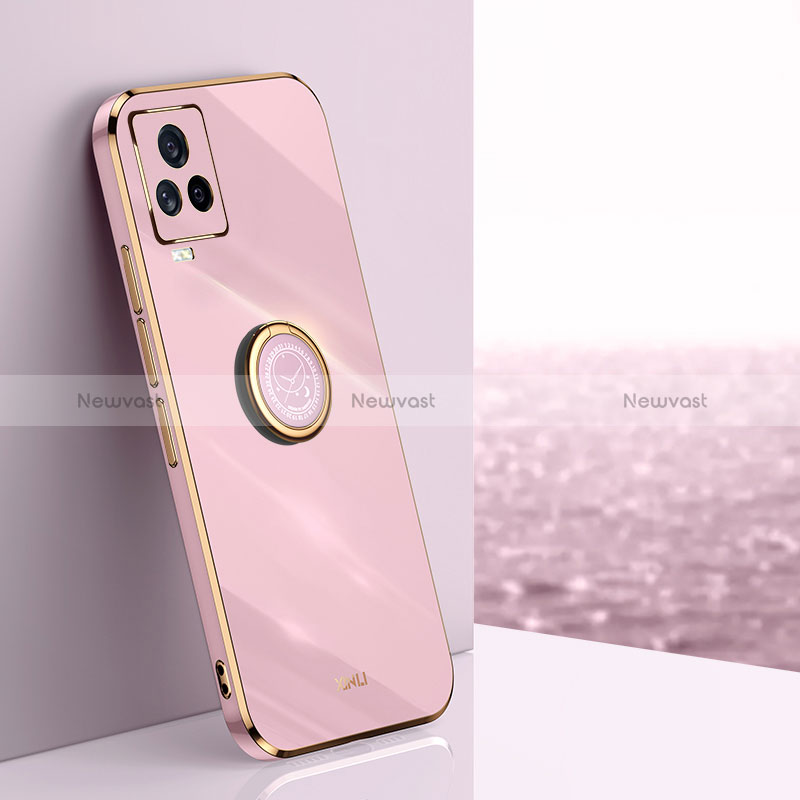 Ultra-thin Silicone Gel Soft Case Cover with Magnetic Finger Ring Stand XL1 for Vivo iQOO 7 Legend 5G