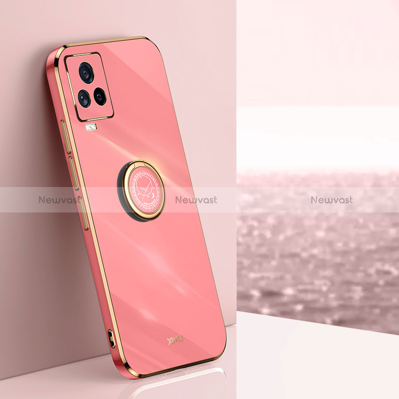 Ultra-thin Silicone Gel Soft Case Cover with Magnetic Finger Ring Stand XL1 for Vivo iQOO 7 Legend 5G