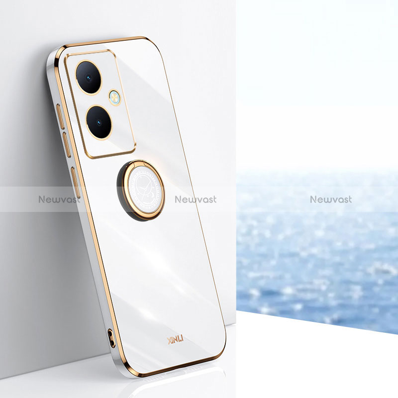 Ultra-thin Silicone Gel Soft Case Cover with Magnetic Finger Ring Stand XL1 for Vivo V29 Lite 5G