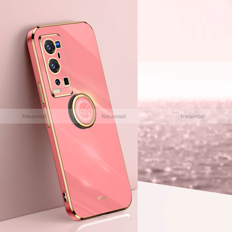 Ultra-thin Silicone Gel Soft Case Cover with Magnetic Finger Ring Stand XL1 for Vivo X60 Pro+ Plus 5G