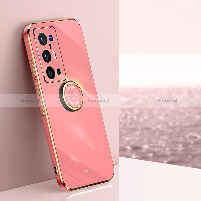 Ultra-thin Silicone Gel Soft Case Cover with Magnetic Finger Ring Stand XL1 for Vivo X70 Pro+ Plus 5G