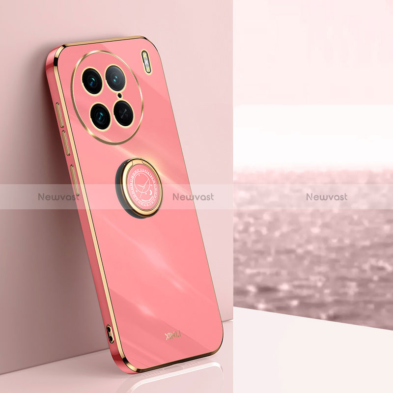 Ultra-thin Silicone Gel Soft Case Cover with Magnetic Finger Ring Stand XL1 for Vivo X90 Pro 5G