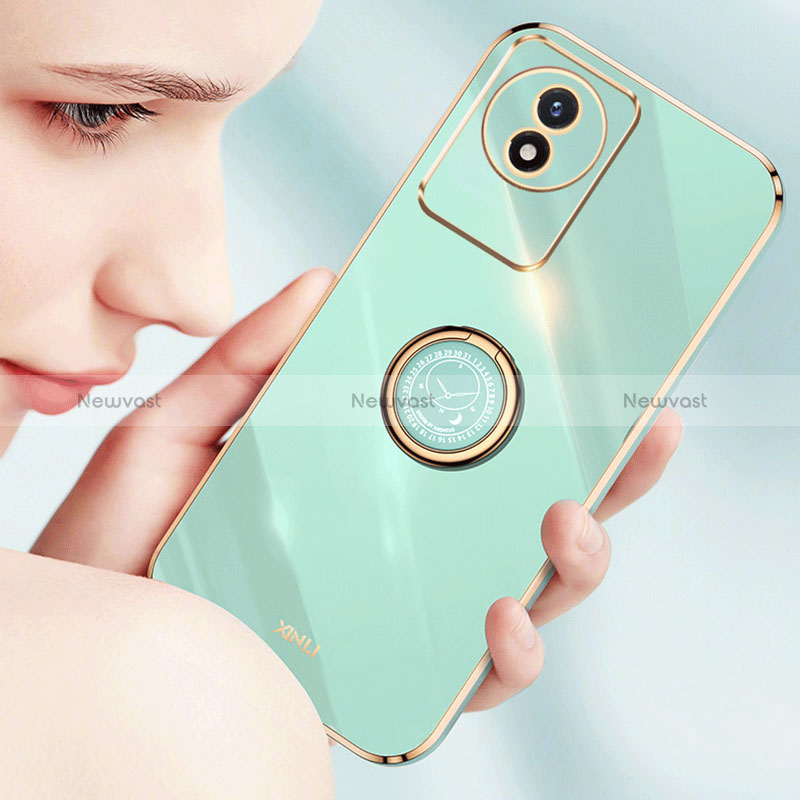 Ultra-thin Silicone Gel Soft Case Cover with Magnetic Finger Ring Stand XL1 for Vivo Y02