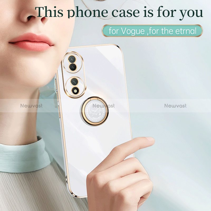 Ultra-thin Silicone Gel Soft Case Cover with Magnetic Finger Ring Stand XL1 for Vivo Y100A 5G