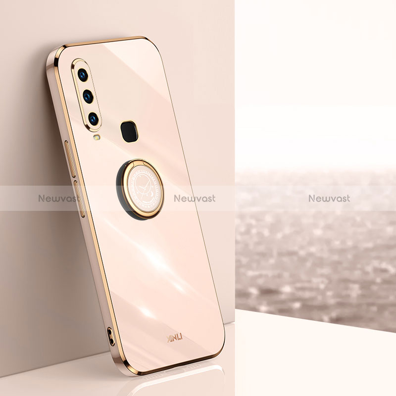 Ultra-thin Silicone Gel Soft Case Cover with Magnetic Finger Ring Stand XL1 for Vivo Y11 Gold