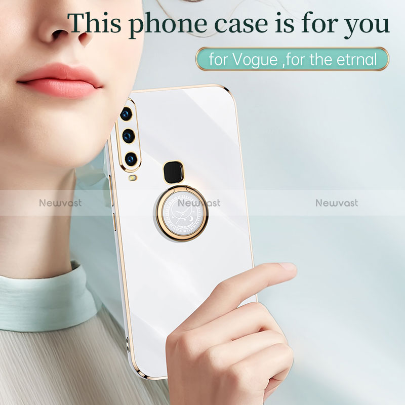 Ultra-thin Silicone Gel Soft Case Cover with Magnetic Finger Ring Stand XL1 for Vivo Y12