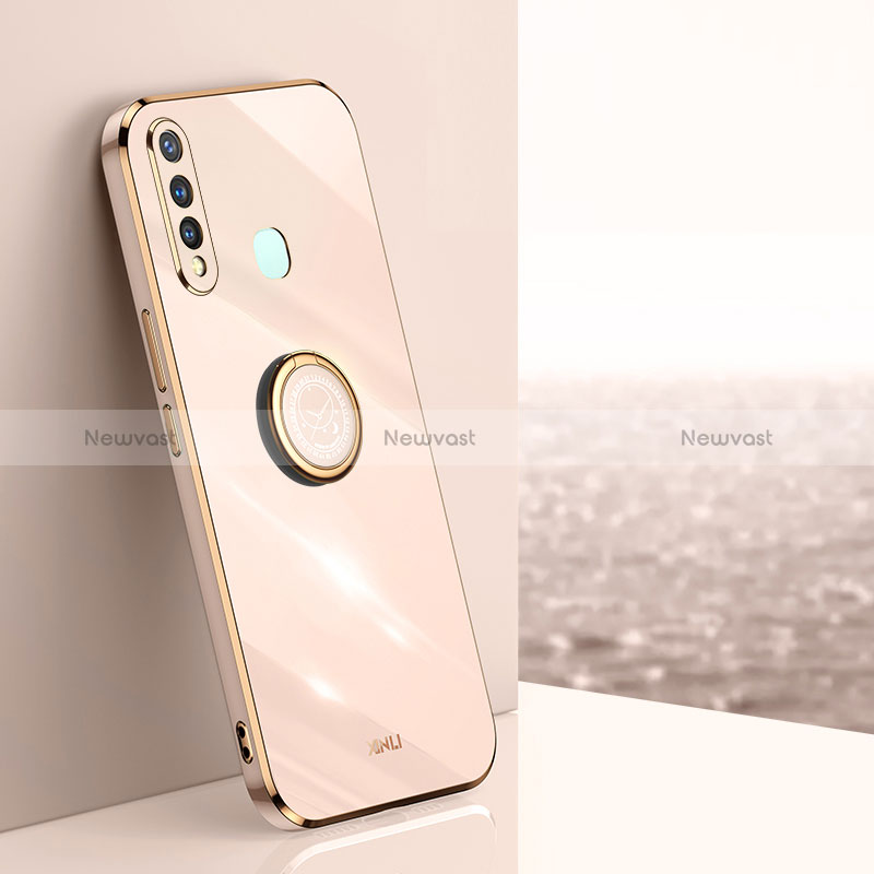 Ultra-thin Silicone Gel Soft Case Cover with Magnetic Finger Ring Stand XL1 for Vivo Y19 Gold