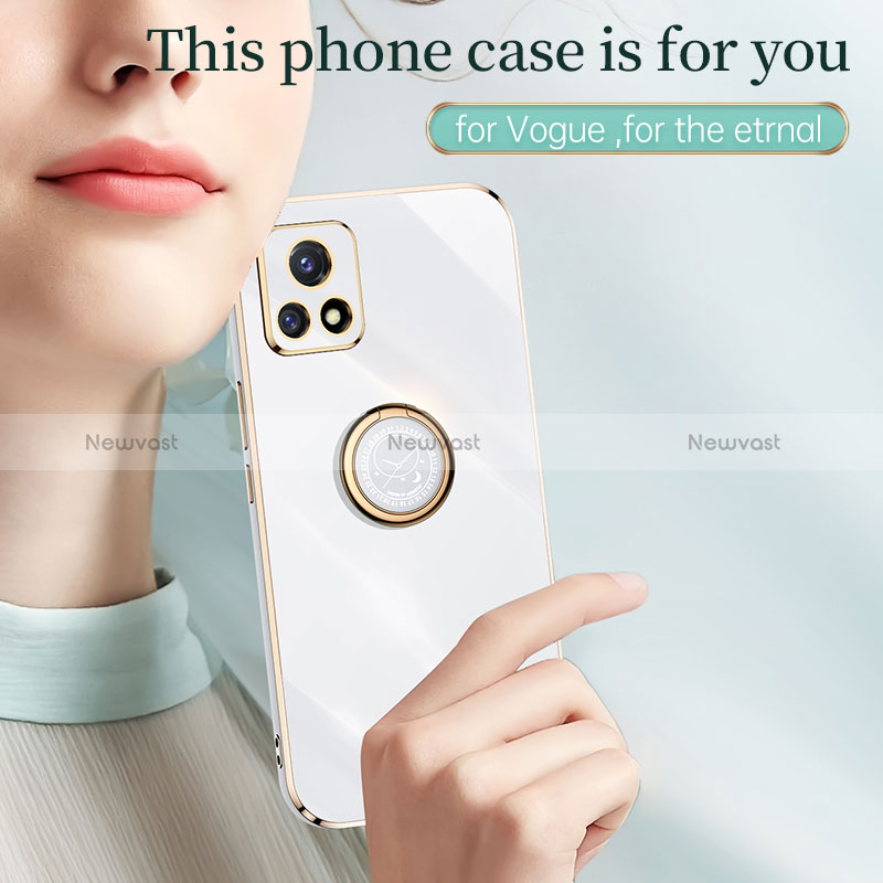 Ultra-thin Silicone Gel Soft Case Cover with Magnetic Finger Ring Stand XL1 for Vivo Y31s 5G