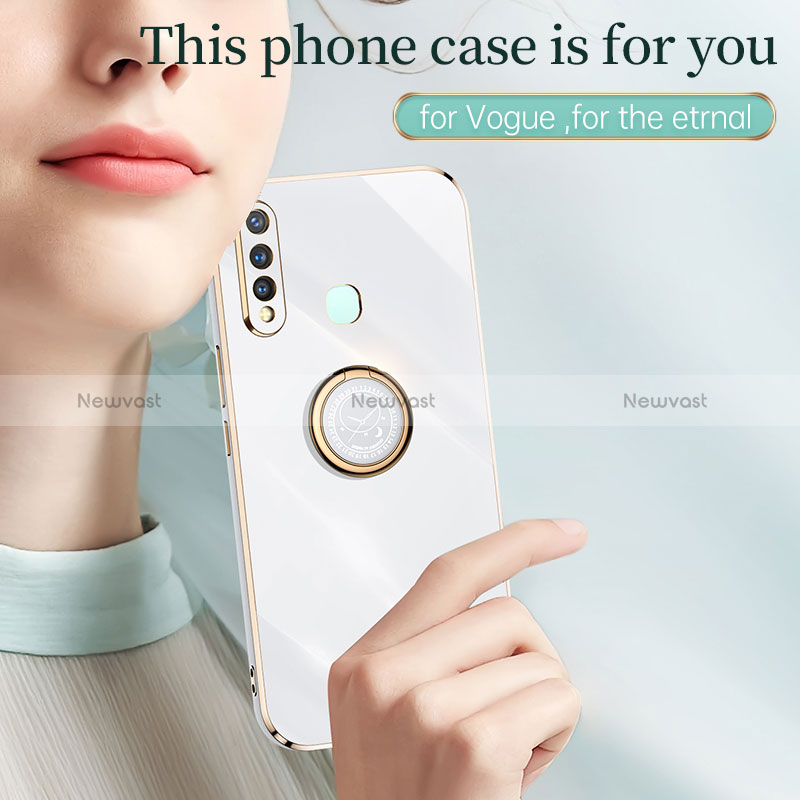 Ultra-thin Silicone Gel Soft Case Cover with Magnetic Finger Ring Stand XL1 for Vivo Y5s