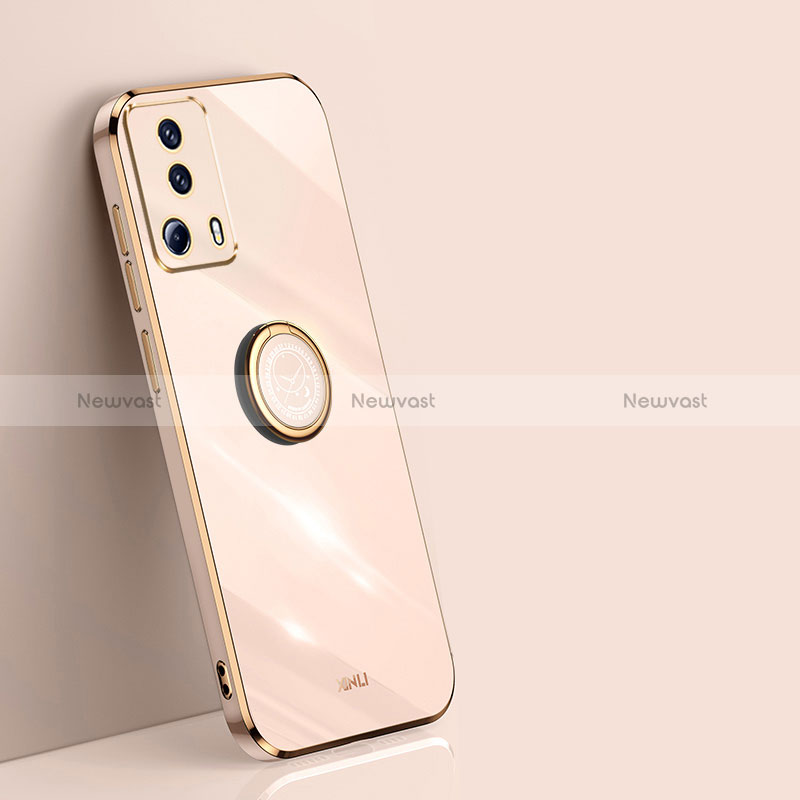 Ultra-thin Silicone Gel Soft Case Cover with Magnetic Finger Ring Stand XL1 for Xiaomi Civi 2 5G Gold