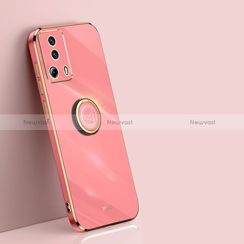 Ultra-thin Silicone Gel Soft Case Cover with Magnetic Finger Ring Stand XL1 for Xiaomi Civi 2 5G Hot Pink